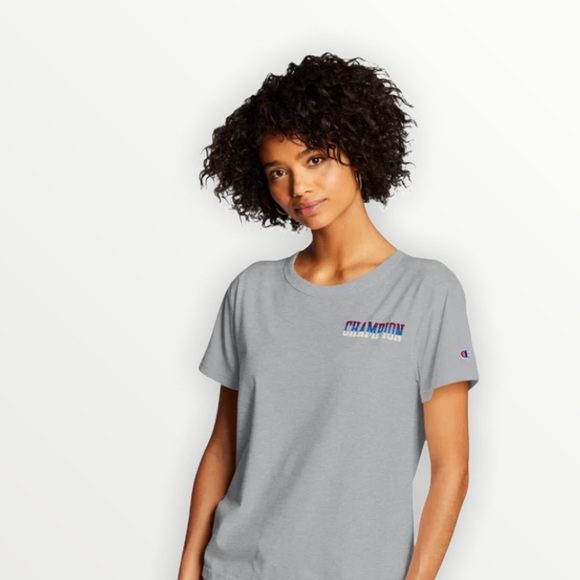 Champion retro tri color tee with logo at back XS - Picture 2 of 8